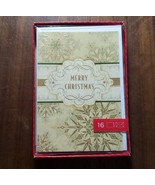 Merry Christmas NEW 16 Greeting Cards &amp; Envelopes Gold Joy New Year Love... - £7.83 GBP