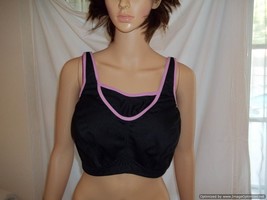 Glamorise No-Bounce Full-Support Bra-Style#1066-Black&amp;Pink-Size:44C-NWOT - $12.99