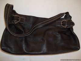 Robert Pietri Leather Hobo Stiched Shoulder Bag with Double Buckles-Brow... - $35.99