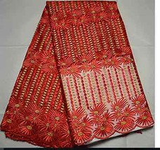 Beautiful Red Lace Fabric African Traditional Fashions Weddings Formal P... - £94.96 GBP