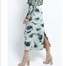 Zara Skirt L Blue Green Tie Dye Elastic Waistband Mid Rise Casual Midi B... - £21.04 GBP