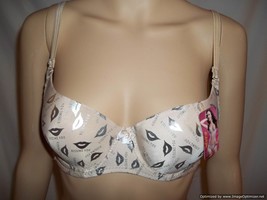 Sophid &quot;Kissing You&quot; Lip Print Removable Padded Bra - Beige-Size:38B-NEW - £10.26 GBP