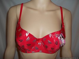 Sophid &quot;KIssing You&quot; Lip Print Removable Padded Bra-RED-Size:38B-NEW - £10.29 GBP