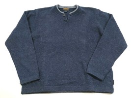 Woolrich Mens Size Large 1/4 Button Sweater Navy Wool Blend 85% Wool 15% Nylon  - £27.65 GBP