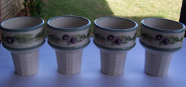FOUR Pfaltzgraff &quot;JAMBERRY&quot; Ice Cream Cone Bowls Dishes Excellent! - $18.80