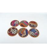 rug coasters 4,5 inch kilim &amp; coasters  set 6 pcs  pink coasters wool co... - £23.18 GBP