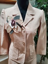 K per Koan Women Light Pink 100% Cotton Long Sleeve Blazer &amp; Skirt 2 Pie... - £51.13 GBP