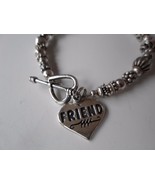 Sterling Silver Charm FRIEND Bracelet Heart 7.5 inches Toggle Clasp SJC ... - £43.69 GBP