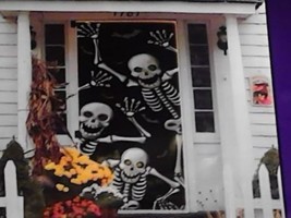 Halloween Skeletons Door Banner Cover Wall Mural Decoration - £5.58 GBP