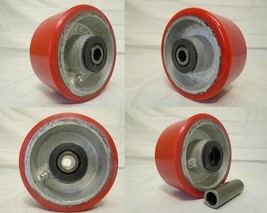 4&quot; x 2&quot; Polyurethane Caster Wheel Steel Hub Roller Brg &amp; 1/2&quot; Bushing 70... - £20.18 GBP