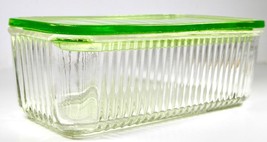 Vaseline Glass Rectangular Refrigerator Storage With Glowing Uranium Lid, 8&quot;X 4&quot; - £34.70 GBP