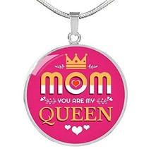 Express Your Love Gifts Mom You are My Queen Circle Necklace Engraved 18k Gold 1 - £54.33 GBP