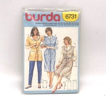 UNCUT Vintage Sewing PATTERN Burda 6731, Misses 1980s Dress Shirt Nurse ... - $14.52