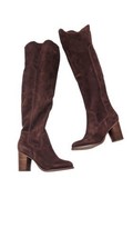 Kelsi Dagger Logan Coffee Over the Knee Boot Size 12Wide Calf Suede Leather - £102.29 GBP