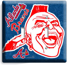 Atlanta Braves Mlb Baseball Double Light Switch Plate Game Tv Boys Room Man Cave - £10.95 GBP