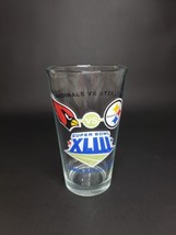 Super Bowl XLIII Pittsburgh Steelers Arizona Cardinals Logo Pint Beer Glass - £9.03 GBP