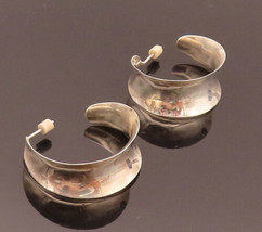 AVON 925 Silver - Vintage Broad Open Hoop Earrings - EG12444 - £32.96 GBP