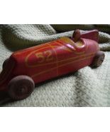 Metal red race car with v8 symbol and wooden wheels - £58.85 GBP