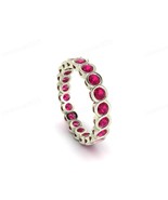 Pink Ruby Stone Wedding Band, 925 Sterling Silver Jewelry - $1,182.84 MXN