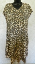 Animal Print Polyester Pull Over Knee Length Dress Cap Sleeves Size Medium - £17.36 GBP
