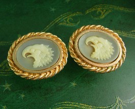 HUGE eagle Cufflinks incolay heraldry symbol Bird figural cameo cufflink... - £58.63 GBP