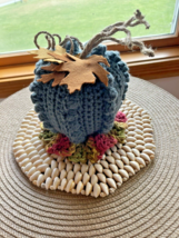 Berry Bobbled Crocheted Pumpkin, Small Bluish - £9.38 GBP