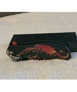 DRAGON FLAMES FIRE SKULLS SPRING ASSISTED KNIFE WITH BELT CLIP RED - £11.98 GBP