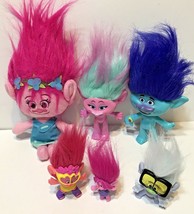 Lot of 6 Troll Plush Plastic Figures Dolls Various Sizes One Talking - £16.50 GBP