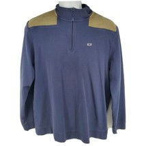 Vineyard Vines 1/4 Zip Sweater Size L Corduroy Trim Navy Blue 1K6009 Whale Logo - £28.00 GBP