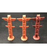 Lot of Three (3) Vintage Marx Indian Totem Poles Plastic Fort Apache Pla... - £15.04 GBP