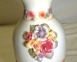 Bisque Vase Multi Color 3D Flowers - £19.41 GBP
