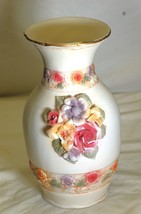 Bisque Vase Multi Color 3D Flowers - £19.45 GBP