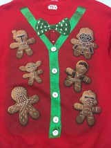 Star Wars M Ugly Christmas Sweatshirt Red Gingerbread Men Yoda Darth Vader - £22.27 GBP