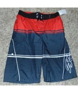 Boys Swim Shorts Zeroxposur Red White Blue Swimsuit Trunks-size 14/16 - $15.84