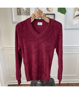 Vintage 70s 80s Men’s Unisex Terrycloth Vneck Pullover Burgundy XS S - $24.48