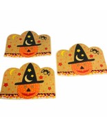 Vtg Halloween Witch Hat Pumpkin  Candy Corn Bat Vinyl Table Placemats Se... - £19.67 GBP