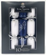 Tom Smith 10 Pack Traditional Christmas Crackers White &amp; Blue NEW - $28.00