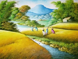 Harvesting in the Tropical Paradise Painting - £200.48 GBP