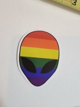 LGBTQ Pride Rainbow Sticker Decal Multi Color Alien Extra-Terrestrial Head - £7.41 GBP