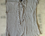 Women’s Torrid Taupe and White Stripe Lace Up Dolman Blouse Sz 1 - $27.86