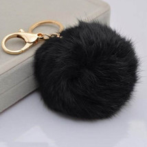 8cm Furry Ball Keyring - Black Grey Blue Light Purple Peach Bag Charm Po... - $3.99+