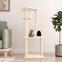 Cat Tree with Sisal Scratching Posts Cream 123 cm - £30.03 GBP