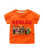 WM Roblox Kid Child T Shirt T-shirt Short Sleeve Summer Orange Type Family - £8.75 GBP