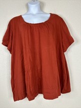 Woman Within Plus Size 4X Rust Orange Cotton Scoop T-shirt Short Sleeve - £11.34 GBP