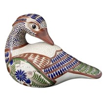 Vintage Tonala Pottery Hand Painted Mexican Folk Art Duck Statue Figurine - £48.54 GBP