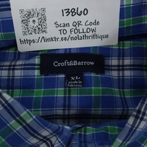Croft Barrow Shirt Mens XL Blue Plaid Short Sleeve Button Down Collar Casual - £17.89 GBP