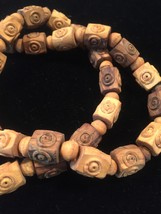 Vintage 50s hand carved wood bead necklace image 2