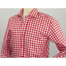 Men Oscar Banks All Cotton Shirt English Spread Collar Plaid Checker 5949 Red image 4