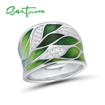 Silver Rings For Women Genuine 925 Sterling Silver Green Bamboo leaves Luminous  - £44.48 GBP