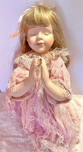 Porcelain Vintage Praying Doll Blond Hair In Pink Nightgown 15 In Unbranded - £15.64 GBP